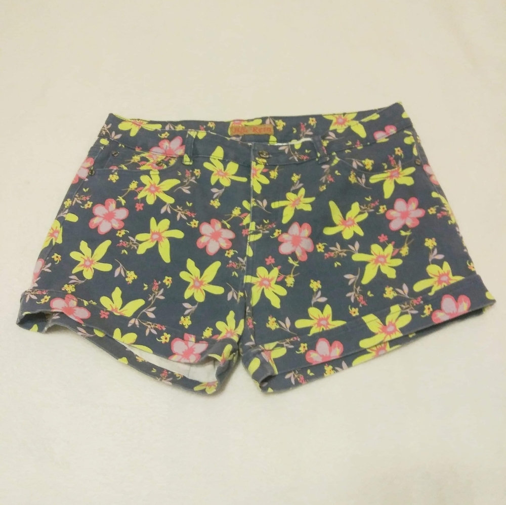 Blu Rein Blue Floral Shorts Size 16